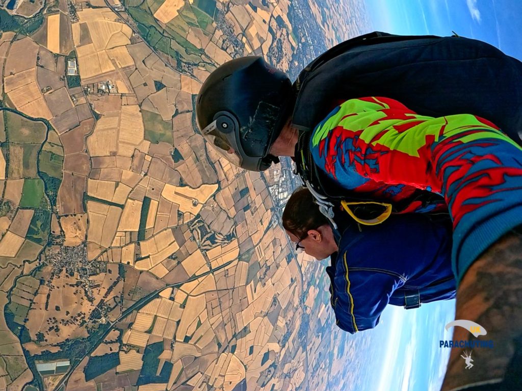 Julie skydiving on behalf of Elmcroft Care Home